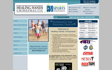 Screenshot of the Healing Hands Chiropractic website